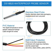 Pour capteur de température de sonde DS18B20 6*50mm avec sonde en acier inoxydable 1M pour diverses applications