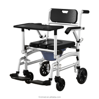 Chaise de toilette mobile à 4 roues, chaise de douche pour lit et toilettes, pour soins à domicile