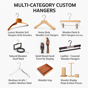 Cintres en bois personnalisés avec logo, finition laquée, pinces réglables à prise souple, design <span class=keywords><strong>anti</strong></span>-marques pour magasin de vêtements et usage domestique - Product Image 4