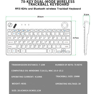 2.4G wireless +BT + wired three-mode LED backlit <b>keyboard</b>, silent trackball <b>keyboard</b> - Product Image 4
