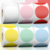 Stiker Berubah Warna Sensitif Panas Label Termal Berwarna Bulat Label Perekat Diri Gulungan Stiker Berwarna