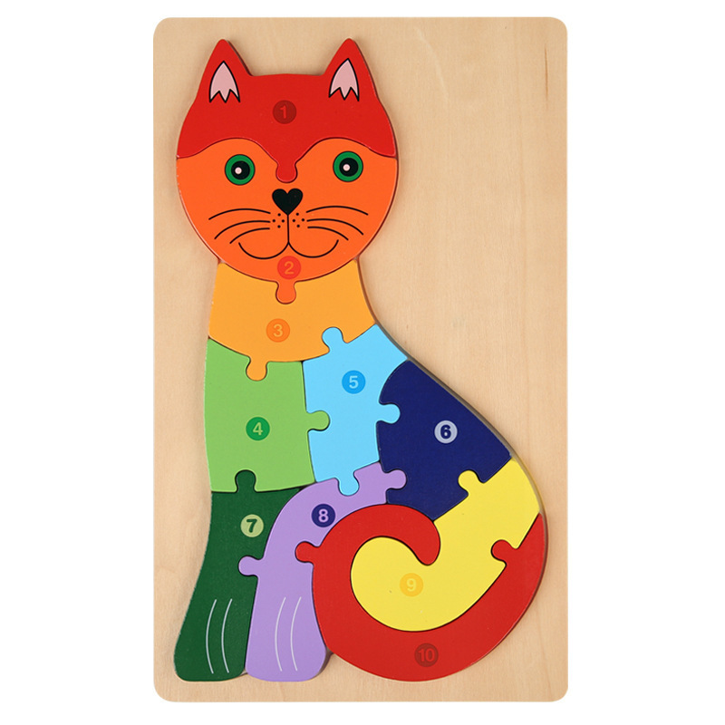 Montessori Children 3D Cartoon Dinosaur Animal Jigsaw Puzzles Board ...