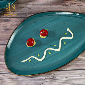 Vente chaude ensemble de vaisselle de salle à manger en porcelaine pour hôtel plats de couleur bleue incassables assiettes en céramique pour restaurant - Product Image 4