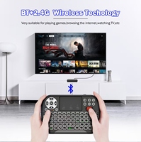 Clavier sans fil miniature Ihomemix 2,4 GHz BT avec pavé tactile rétroéclairé 7 couleurs rechargeable pour ordinateur, boîtier TV Android