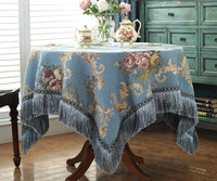 Nappe de table en chenille européenne personnalisée Ychon avec pompon, nappe de table basse de salon, nappe carrée
