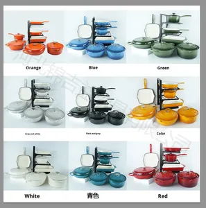 <strong>Enamel</strong> Cast Iron Seven-piece Pot Set Uncoated Non-stick Multi-function Stew Pot <strong>Frying</strong> <strong>Pan</strong> Modern Design Universal Stove - Product Image 4