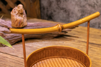 Panier rond en bambou laqué écologique tissé à la main avec poignée - Rangement multifonctionnel pour une utilisation alimentaire sécurisée - Cuisine, garde-manger, marché