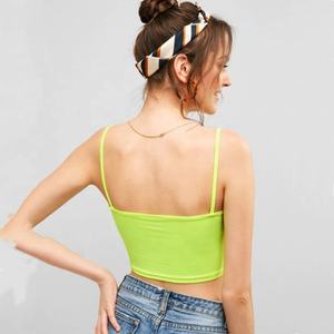 Canotta con cinturino Sexy Slim Fit verde fluorescente per il tempo libero da strada da donna con nastro al Neon - Product Image 6