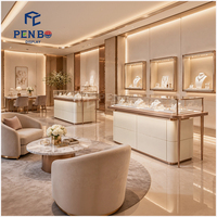 Table de présentation de bijoux avec vitrine en verre et pieds en acier inoxydable, comptoir d'îlot de vente au détail personnalisé