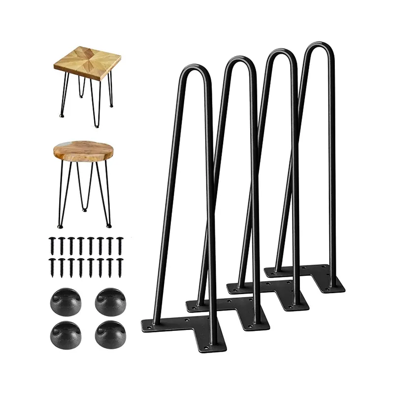 VT-02.012 New Steel Hairpin Legs 2 Rod 24 Inch Black Hairpin Bar Table Legs 40 Inch DIY Furniture Metal Hairpin Legs 28 Inch