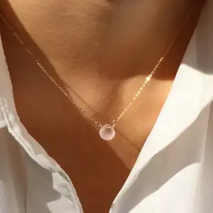 Dainty Crystal Heart Charm Gemstone Choker Pendant Necklace Valentine's Day Gift Rose Quartz Moonstone Necklace