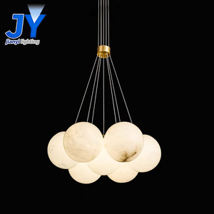 Lampes suspendues personnalisées professionnelles <span class=keywords><strong>blanc</strong></span> chaud, salon de villa, lustres en <span class=keywords><strong>cuivre</strong></span> LED personnalisés en albâtre - Product Image 3