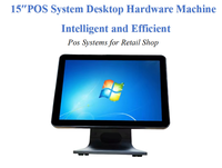 Máquina terminal de sistemas POS Android Windows de 15 pulgadas, pantalla LED única, hardware de hostelería POS, caja registradora móvil