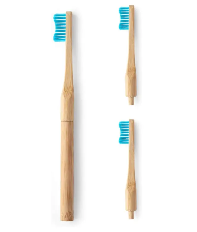 Çevre dostu doğal ahşap biyobozunur özel Logo diş fırçası seyahat yedek bambu diş fırçası