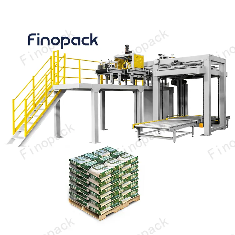 Hot Selling Automatic Bag Palletizer Iron Pallet Bag Wooden Pallet Stacking High Level Infeed Palletizer