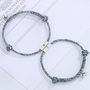 Couple Bracelets Sun Moon Pattern Woven Cord Tibetan Silver Jewelry Gift For Lovers Summer Style - Product Image 3