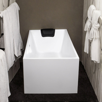 Baignoire de massage rectangulaire autoportante moderne en acrylique blanc écologique pour 2 personnes, portable, avec drain et robinet, pour villa
