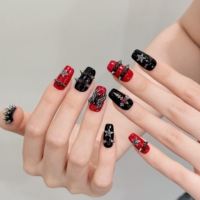 Design #3083 Marque Privée Style Punk Fait à la Main 10Pcs Appuyez sur les Ongles Thème Halloween Y2K Forme Carrée Gothique Nail Art