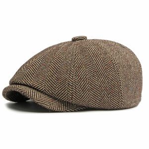 Recién llegado, Boina de lana, sombrero de vaquera para hombres y mujeres, gorro cálido de invierno octogonal Retro con estilo, gorro de vendedor de periódicos - Product Image 5