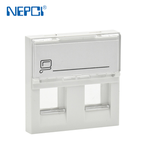 Panneau double port RJ45 style français, panneau à obturateur style <span class=keywords><strong>Legrand</strong></span> 45*45mm - Product Image 1