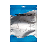 Sachet personnalisé à trois soudures avec fermeture éclair pour masque de protection, imprimé en héliogravure, avec pochette transparente frontale à fond plat