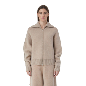 Cappotto di maglieria invernale Oversize in tinta unita <span class=keywords><strong>Cardigan</strong></span> a maniche lunghe <span class=keywords><strong>con</strong></span> colletto e <span class=keywords><strong>cerniera</strong></span> stile Casual - Product Image 1