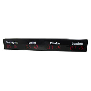 Horloge numérique mondiale LED avec 4 fuseaux horaires pour l'affichage de l'heure de l'hôtel de l'aéroport 12/24 heures personnalisées acceptables - Product Image 3