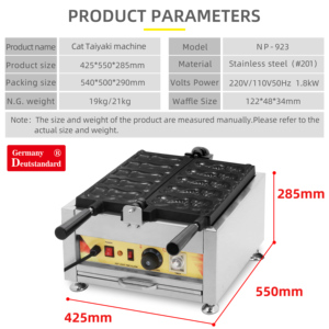 Machine de boulangerie commerciale électrique forme animale chat taiyaki fabricant <span class=keywords><strong>gaufre</strong></span> - Product Image 5
