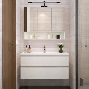 YALIG Modern High-Class Soft Close Drawer Quartz Stone Countertop White Matte Lacquer Paint Wall-Mounted LED Mirror Apartment - Product Image 3