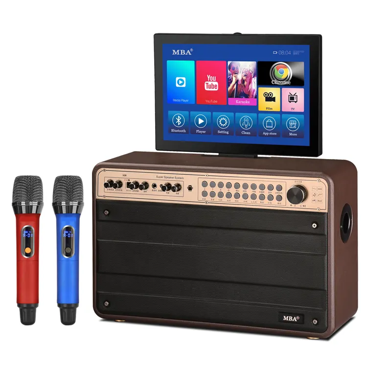 Guangzhou factory price Wifi touchscreen speaker player speaker for professional Ktv mini sound box home karaoke system