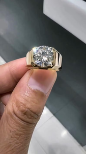 Anillo de Sello con Diamante Cultivado en Laboratorio de 3CT, Oro Amarillo de 14K, Anillo de Hombre, Joyería Fina de Lujo, Regalo - Product Image 6