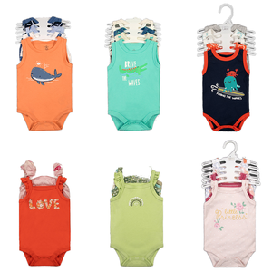 Unisexe été solide bébé barboteuse gilet usine exportation en gros sans manches Onesie décontracté Triangle <span class=keywords><strong>combinaison</strong></span> bouton pour garçons filles - Product Image 6