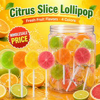 Sucettes aux fruits en tranches, bonbons durs, saveurs d'agrumes assorties (citron vert, orange, citron, pamplemousse), emballées individuellement, vente en gros