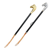Chausse-pied de luxe léger à long manche, pour usage domestique, avec boîte cadeau haut de gamme, tête de cheval dorée en résine
