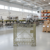 Conteneurs de stockage pliables et empilables en treillis métallique, cages à palettes en métal galvanisé à chaud, bacs logistiques d'entrepôt