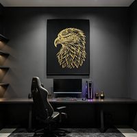 Décoration Murale Moderne 3D Aigle Abstrait Art Déco, Fonctionnelle, Faite à la Main, Cadre en Alliage d'Aluminium, Support MDF pour la Maison et le Bureau