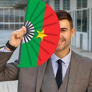 Abanicos Plegables de Bambú con la Bandera de Burkina Faso al por Mayor, Abanico de Mano para Carnaval, Boda, Festival, Fiesta, Agencia de Viajes - Product Image 3