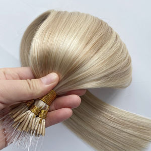 HaiYi Hair Fácil <span class=keywords><strong>de</strong></span> instalar y quitar Nano Ring Extensiones <span class=keywords><strong>de</strong></span> cabello <span class=keywords><strong>de</strong></span> queratina virgen natural europea - Product Image 2