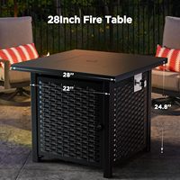 Brasero de jardin carré en acier noir de 28 pouces, sans fumée, pour brûler du bois, table de feu pour patio