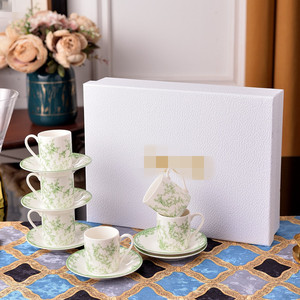 Bestselling D Series Bone China Condensed 6 <b>Cup</b> 6 Saucer Family Afternoon Tea <b>Set</b> Turkiye Coffee <b>Set</b> - Product Image 6