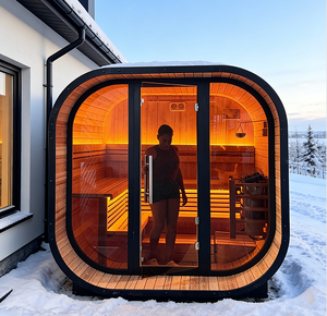 Cabine de sauna traditionnelle en épicéa carbonisé de luxe, grande capacité, chauffage TOULE et éclairage LED intérieur, stock local US - Product Image 2