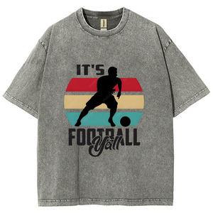 Nouveau T-shirt Homme Été 2026 Grande Taille Imprimé Football Délavé à l'Acide Lourd Sport Décontracté Ample Manches Courtes - Product Image 1