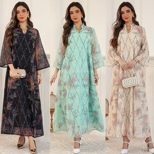 Vestido Estampado AB511, Nuevo Estilo 2026, Vestido Largo Elegante para Mujer, Moda Árabe de Oriente Medio - Product Image 2