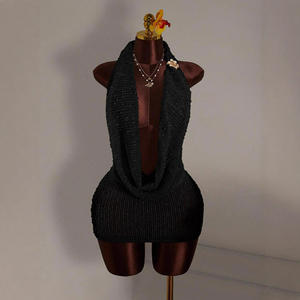 Nuovo Abito Estivo <span class=keywords><strong>Sexy</strong></span> Senza Schienale in Maglia, Vestito Corto Casual da Spiaggia per Ragazze, Abiti <span class=keywords><strong>Corti</strong></span> da Donna per Vacanze - Product Image 3