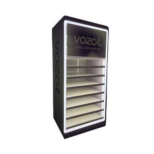 Support d'affichage d'ornements en bois à plusieurs niveaux, support de sol carré, présentoirs d'affichage de gadgets électroniques avec lumière LED et roulettes pour <span class=keywords><strong>magasin</strong></span> - Product Image 1