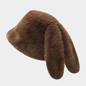 High Quality Fall And Winter Warm Fisherman Cap Faux Fur Cute Bucket <strong>Hat</strong> With <strong>Rabbit</strong> Ears - Product Image 2