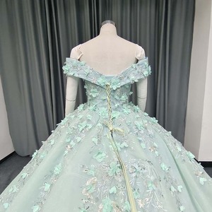 Robes de Quinceañera vert sauge brillantes Lsany255 avec appliques en dentelle, robe de Sweet 16, robe de princesse pour fête, grandes tailles Jancember - Product Image 5