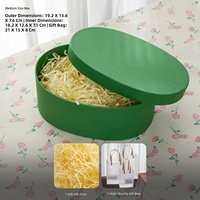 Boîte cadeau ovale de luxe verte tissée à la main avec doublure en soie douce, couvercle et base personnalisables avec logo, pour paniers de fleurs haut de gamme, en papier kraft