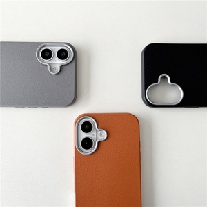 Funda de Teléfono de PU de Color Sólido Simple y Neutral al por Mayor para iPhone 16 15 14 13 Pro Max - Product Image 2