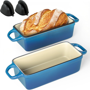 Marmite <span class=keywords><strong>en</strong></span> <span class=keywords><strong>fonte</strong></span> émaillée de haute qualité 2-<span class=keywords><strong>en</strong></span>-1 personnalisée <span class=keywords><strong>en</strong></span> usine avec couvercle, <span class=keywords><strong>cocotte</strong></span> hollandaise pour la cuisson de gâteaux et pains à la maison - Product Image 1